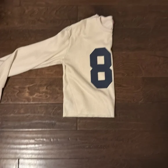 Cream Long Sleeve Top with Navy 88 Print - Picture 4 of 4